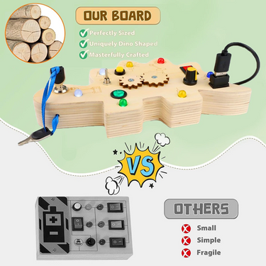 Ecotoys DinoSpark | Montessori LED Tablero de Juego - Juguete Educativo para Bebés